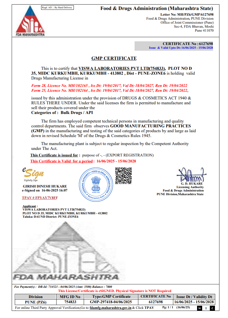 FDA Maharashtra Certificate
